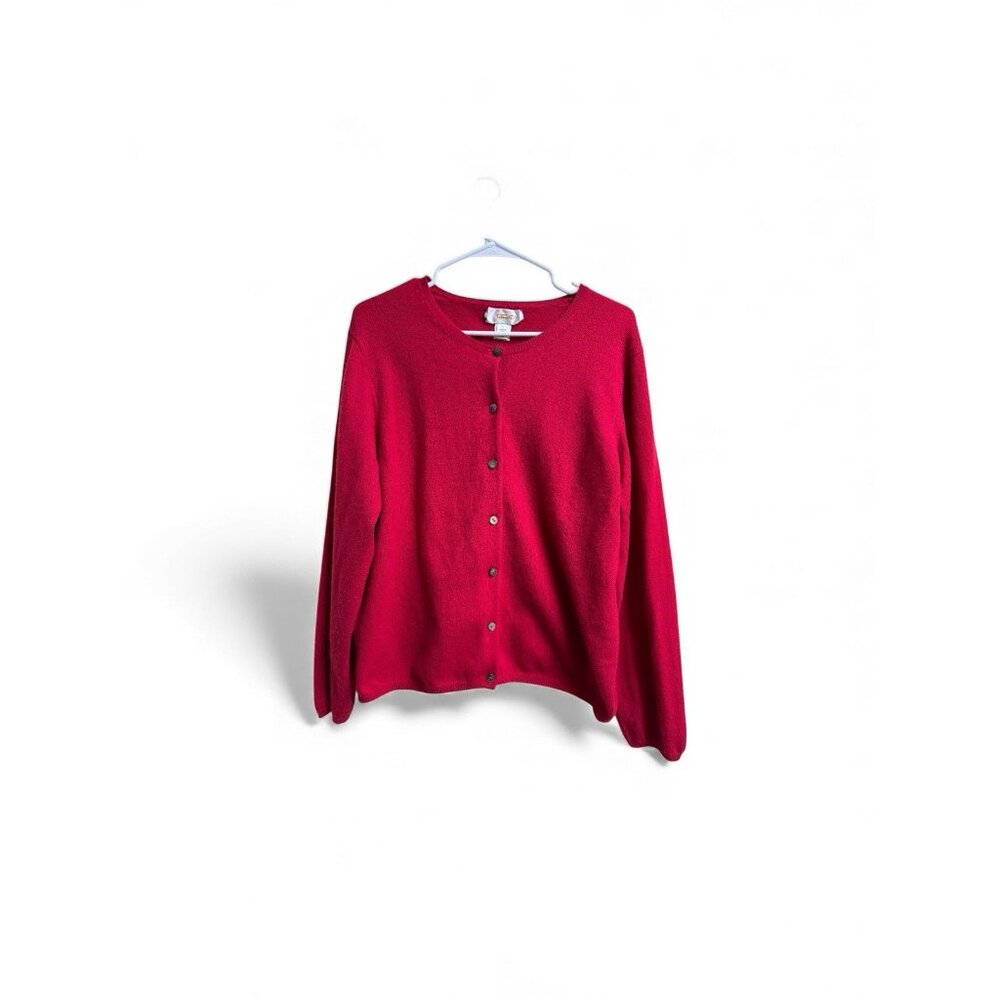 Talbots Red Button-Up Cardigan Sweater